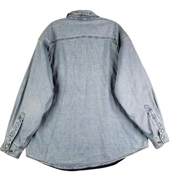 Orvis Shirt Size Large L Mens Button Down Long Sleeve Denim Fleece Lined - Picture 3 of 10